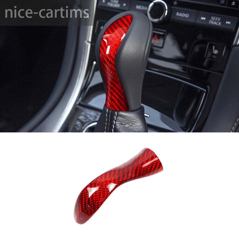 for Infiniti Q50 Q50L Q60 2014-2017 Red Carbon Fiber Gear Shift Knob Panel Cover