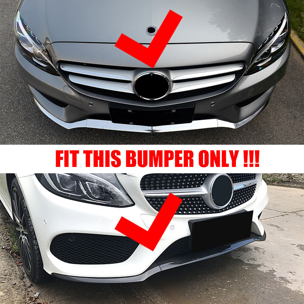 The lower lip trim on the front right bumper is suitable for 2015-2018 for Mercedes-Benz W205, C300, and C350 models.