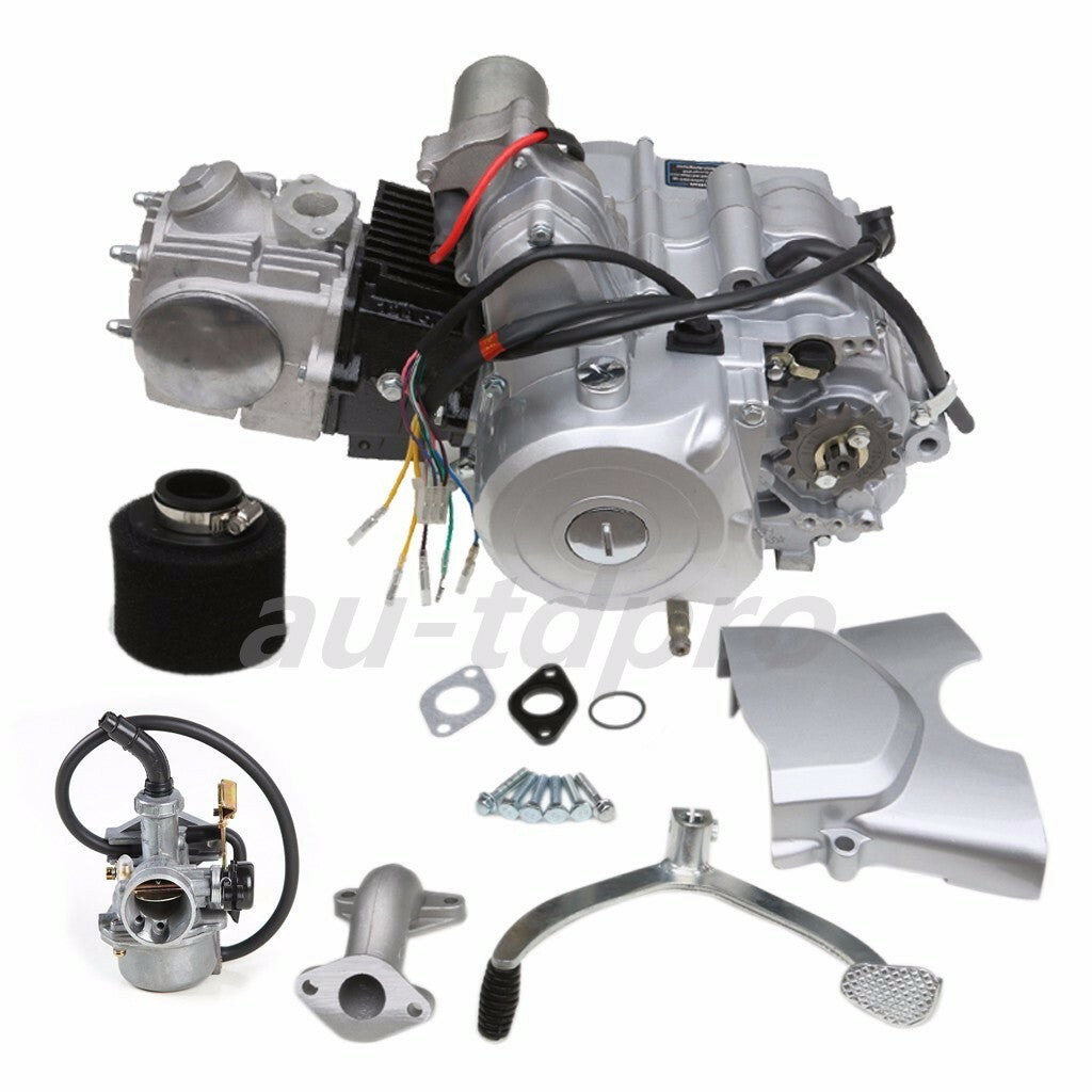 125cc All-Terrain Vehicle Semi-Automatic Engine Motor Kit with Exhaust Replacement for 110cc Go-Kart 4 ATC70