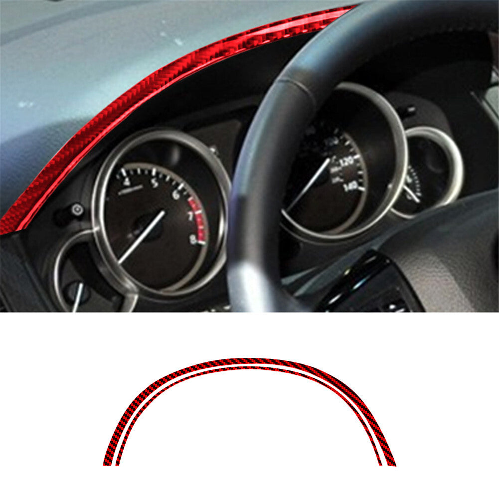 2X Red Carbon Fiber Speedometer Strip Cover Trim for Mazda CX-9 2010-2015