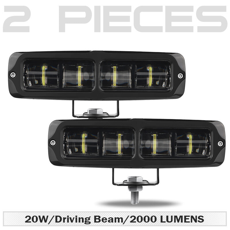 2x 6 Inch 20W LED Work Light Bar Flood Fog Lamp Offroad Driving Truck SUV ATV