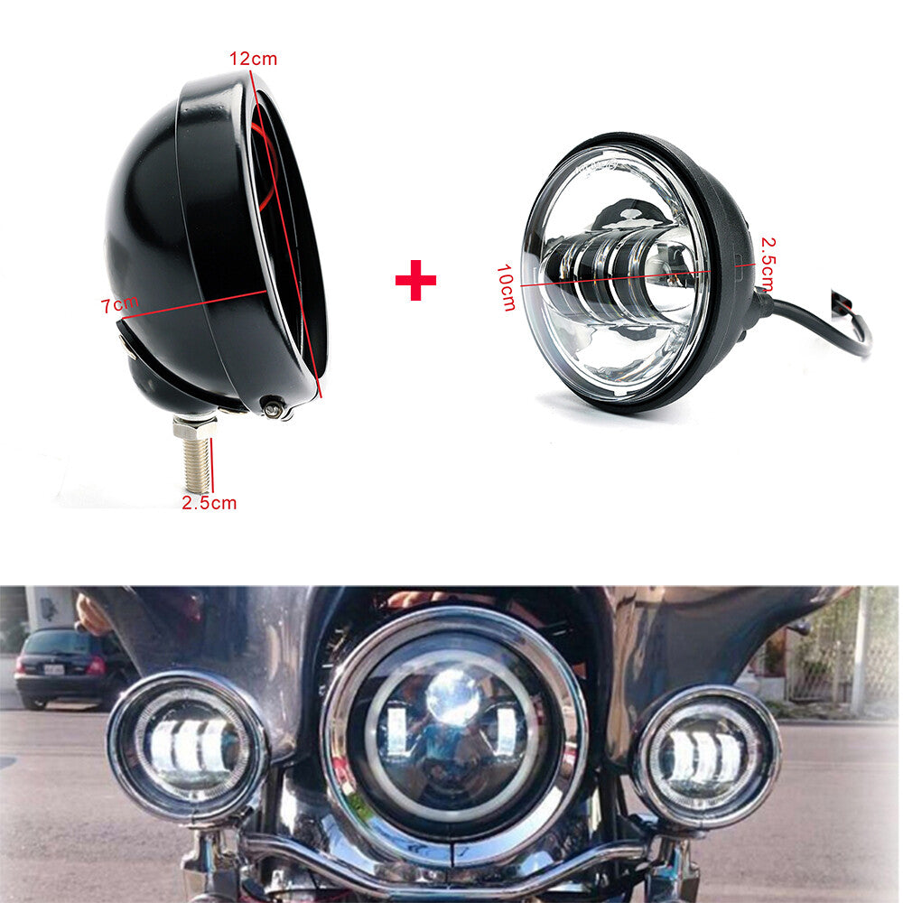 Motorcycle headlight housing cover fog light and bracket for Harley Sportster XL883