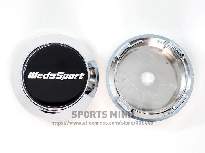 4x64mm Weds Sport Black Chrome Side Covers, Decal Badges, Wheel Center Covers, Hub Covers