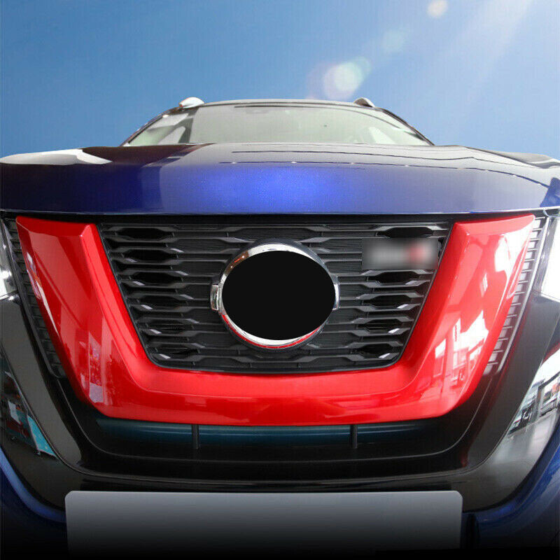 for Nissan Rogue 2017-20 Gloss Red ABS Front Center Mesh Grille Frame Cover Trim