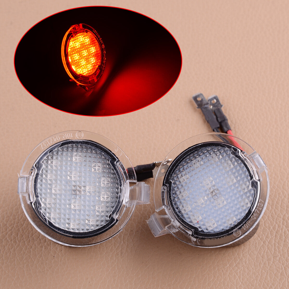 2pcs Red LED Side Mirror Puddle Light Lamp Fit for Ford for Mustang Taurus Fusion