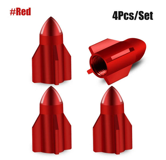 4-piece car tire valve cover rod air dust cover red bullet for Hyundai for Acura