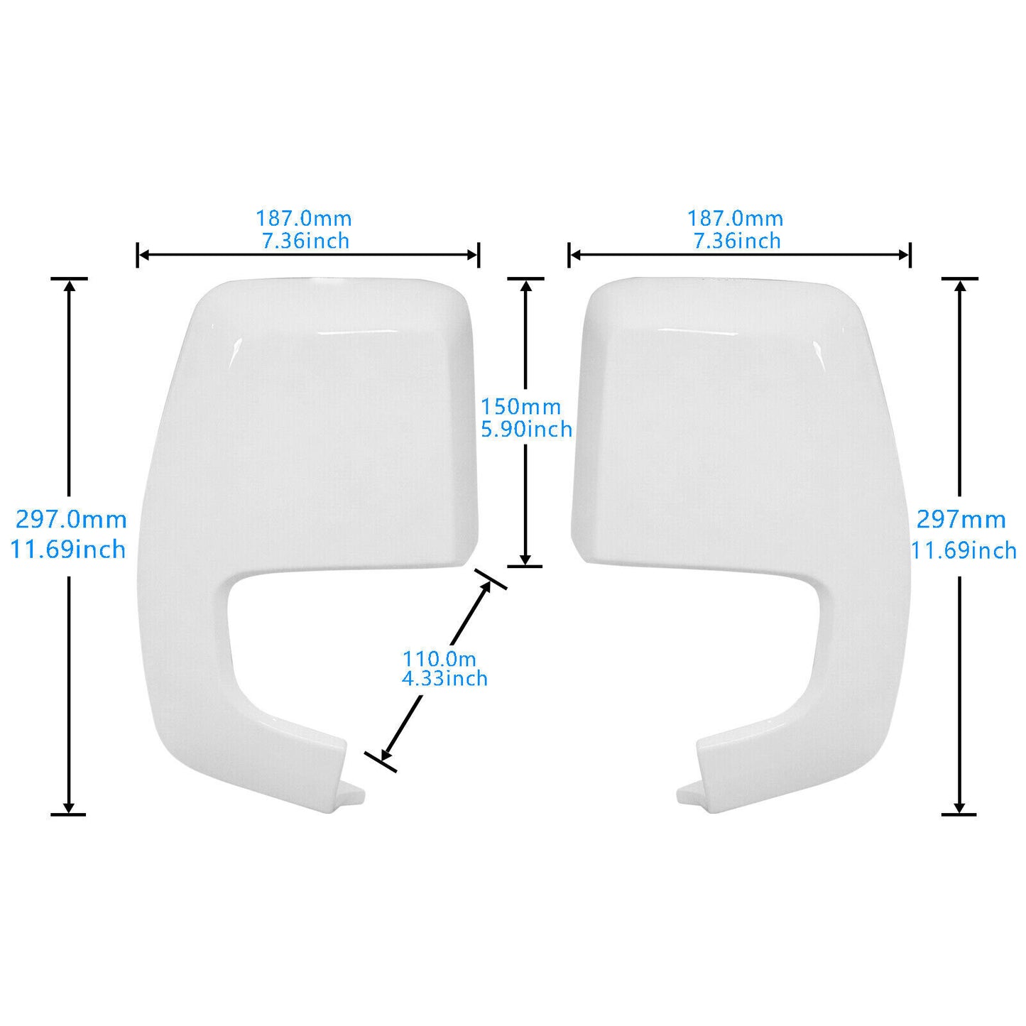 2¡ÁF¨¹r for Ford Transit Custom V362 2014-2023 Spiegelkappen Geh?use Wei? Links+Rechts
