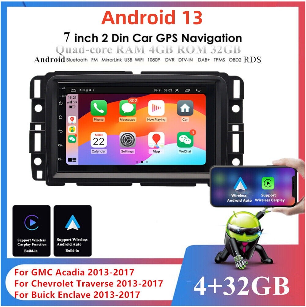 Fit For 2013-2017 for Chevy Traverse For Carplay Android Auto Stereo Radio FM DAB+