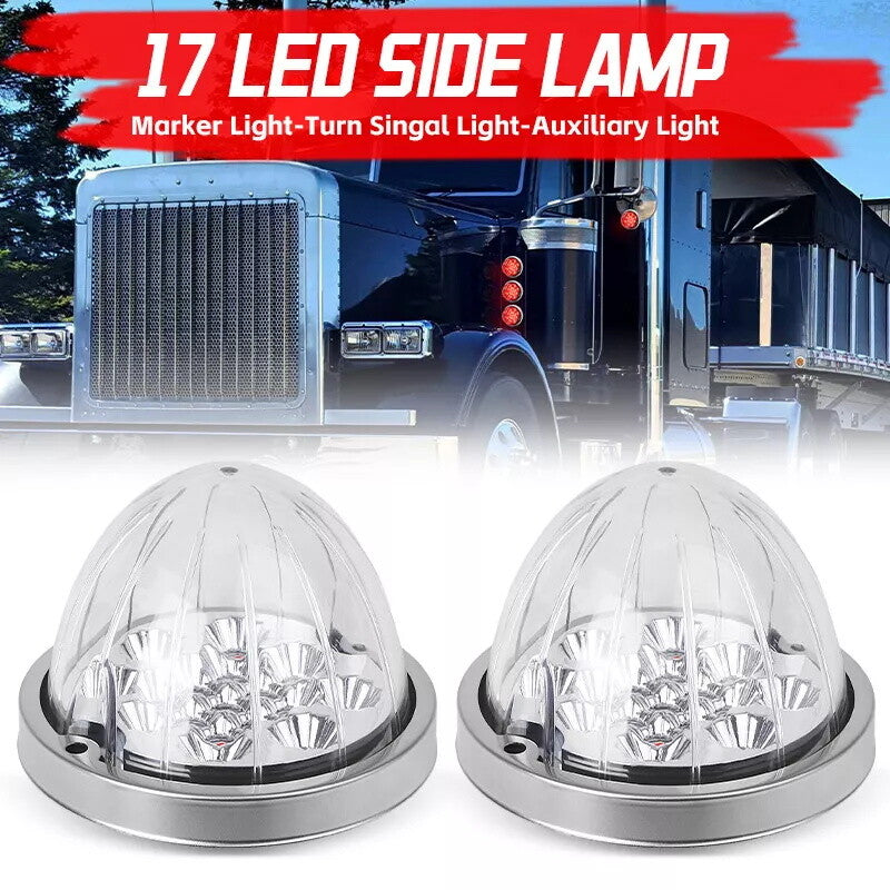 2PCS Red to White Truck LED Watermelon Lights Turn Signal Side Marker Auxiliary