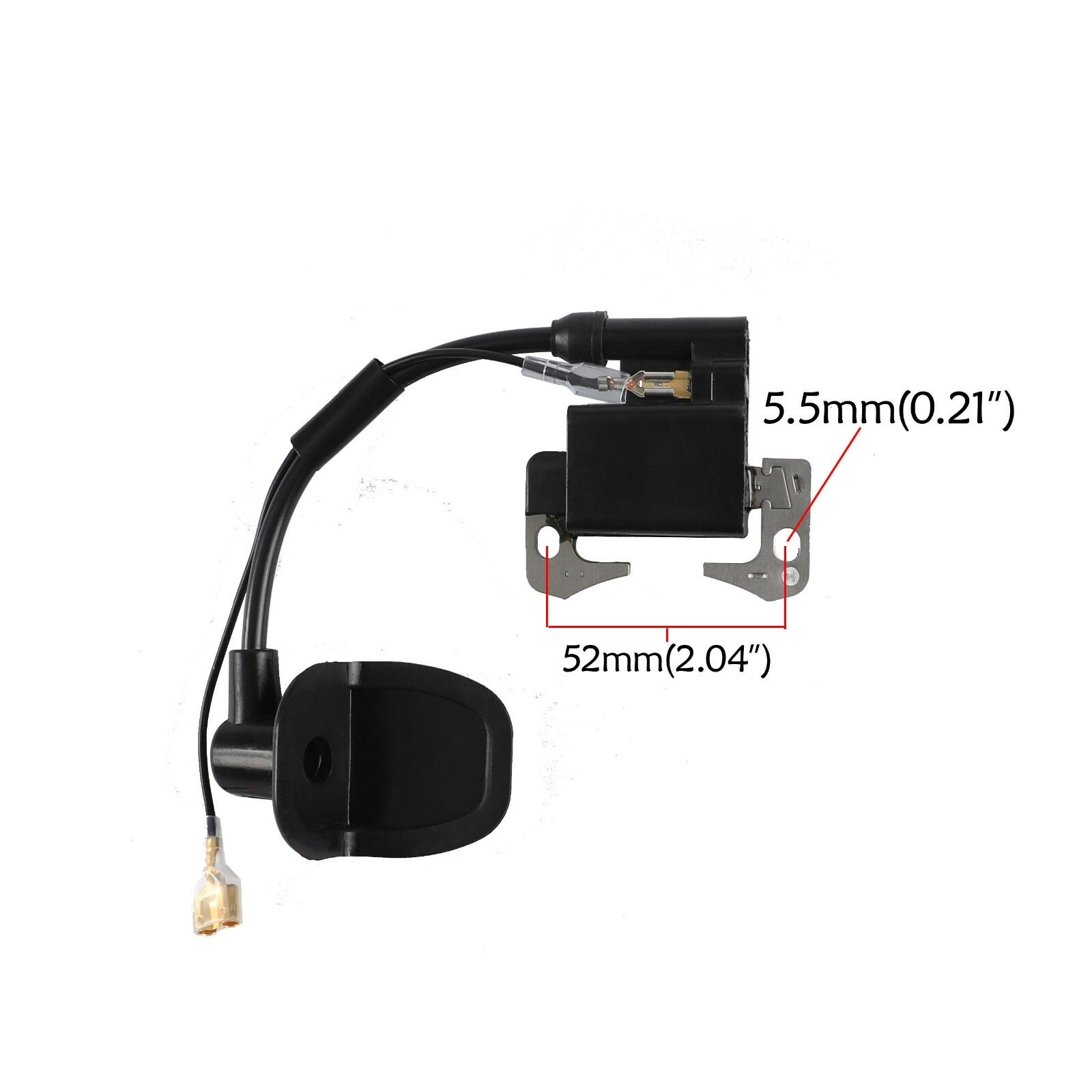 Ignition coil suitable for 43cc, 47cc, 49cc, and 50cc for mini pit bikes, all-terrain bikes, and scooters.