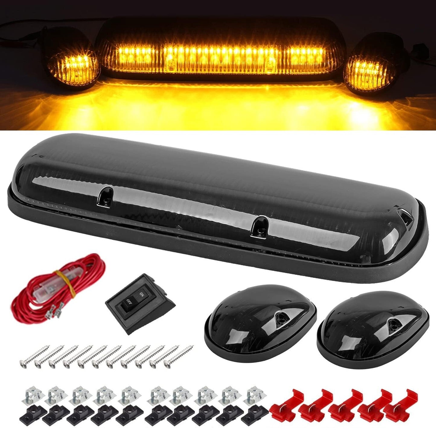 3 For 2002-2007 for Chevrolet Silverado Smoke Amber LED Cab Roof Top Marker Lights