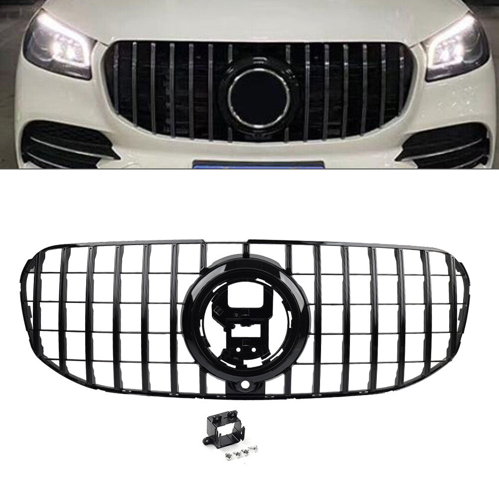 Black Front Bumper Radiator Hood Diamond Grille Fit for Benz GLS Class X167 2020-24