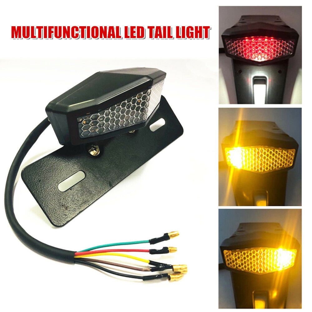 12V Motorcycle LED Turn Signal Brake Taillights, Coffee Racing License Plate Lights