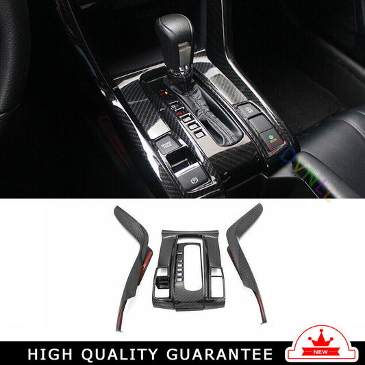 Middle Console Gear Shift Panel Trim 4PCS for Honda for Civic 2016-2021 Carbon Fiber
