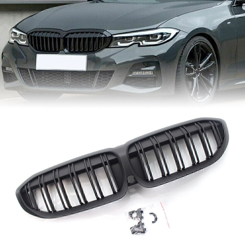 Front Kidney Grille Diamond Style Grill for BMW 3 Series G20 2019-22 Matte Black