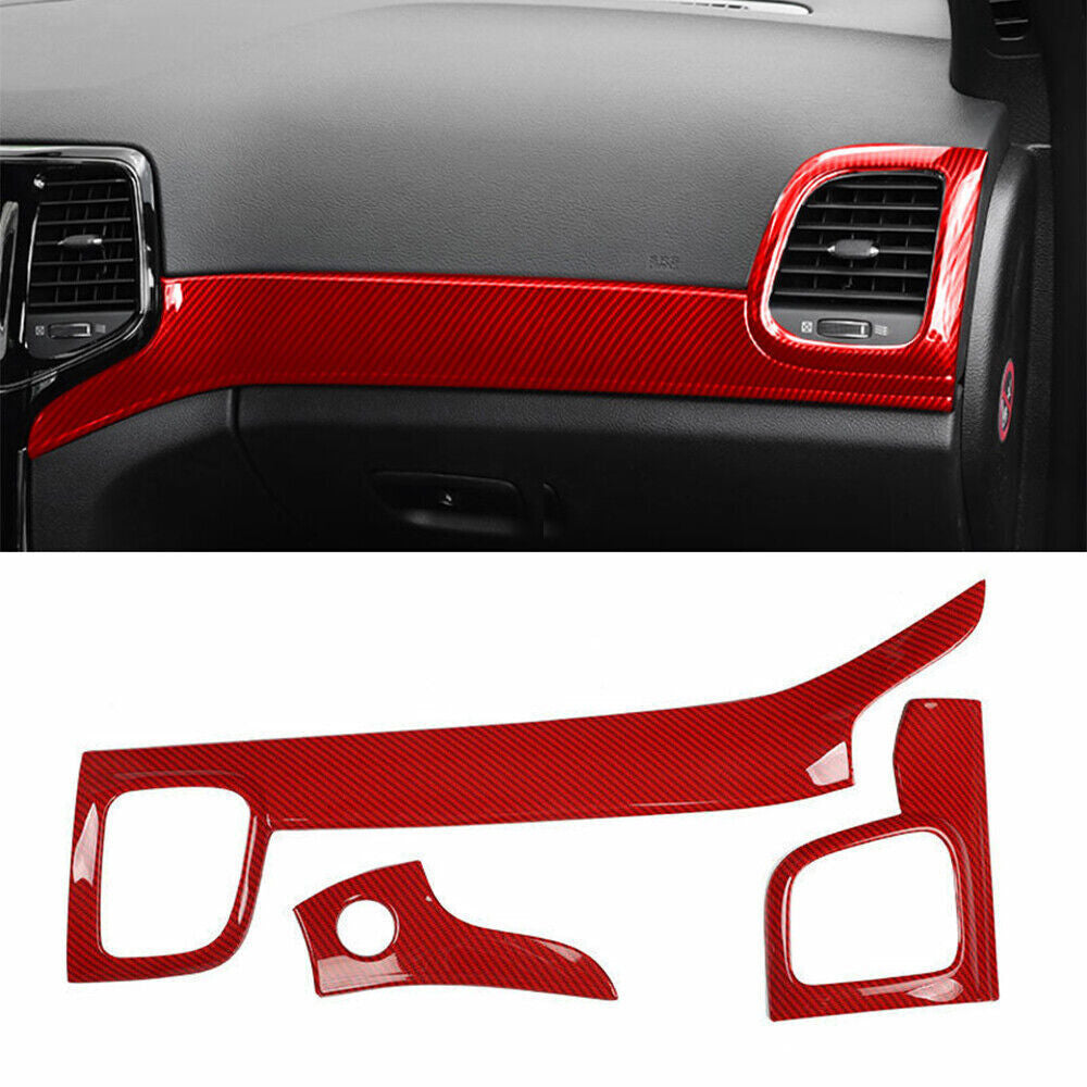 for Jeep Grand Cherokee 11-21 Dashboard PanelDoor Handle Cover ABS Red Carbon