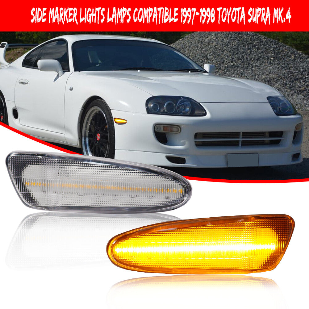 Suitable for 2000-05 for Toyota Celica Clear Lens Amber LED Front Marker Light 2-Piece Set