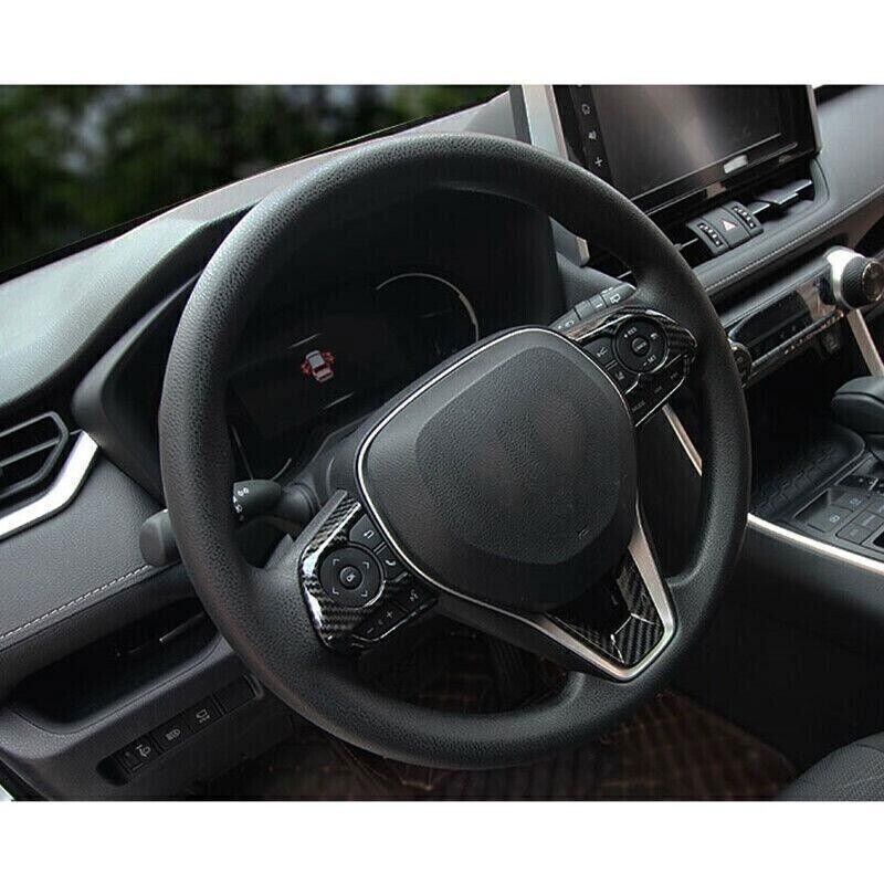 for Toyota RAV4 2019-2023 ABS Carbon Style Interior Steering Wheel Cover Trim 3P