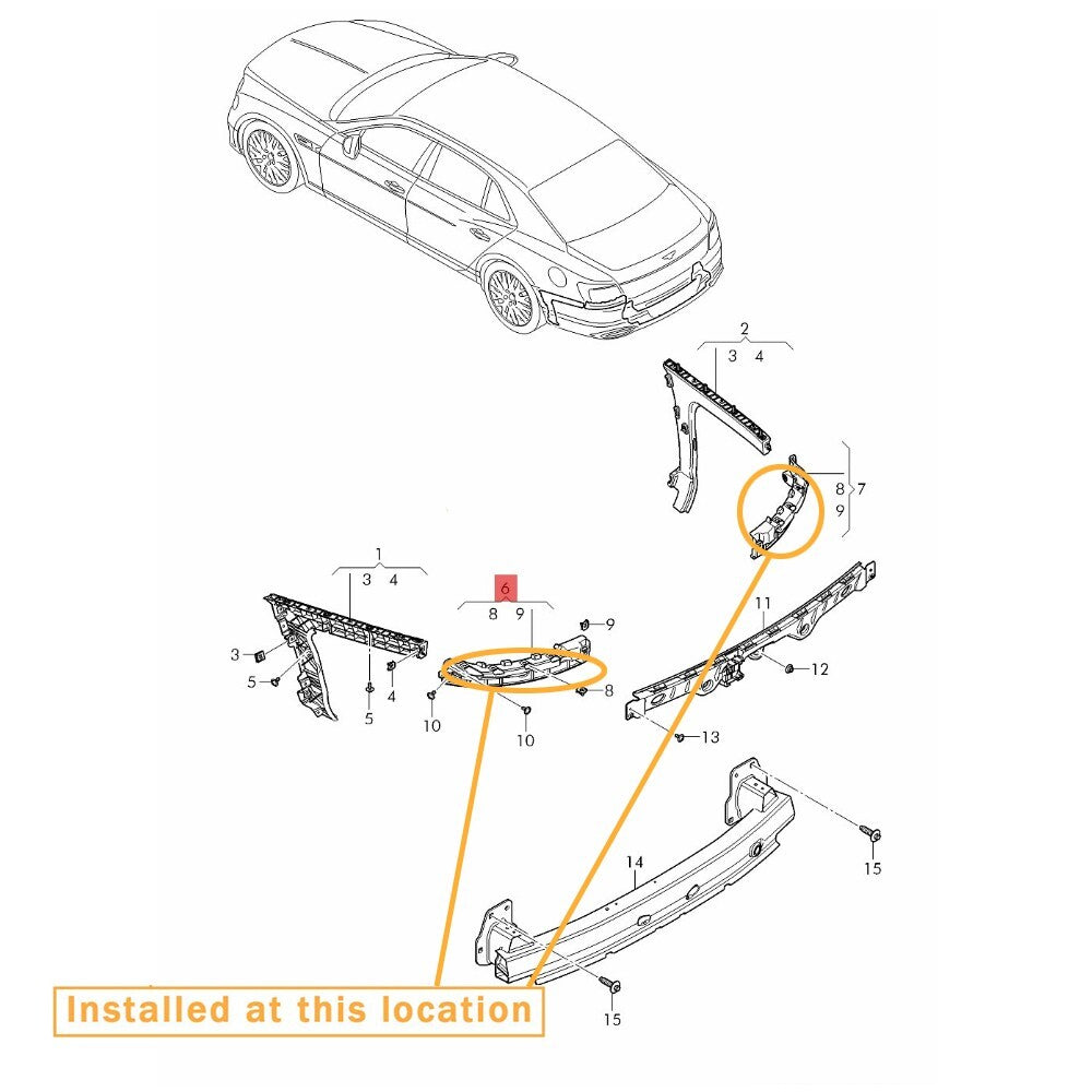 Equipment Manufacturer 3SE807701/02- Rear Bumper Center Bracket for 2020 for Bentley Flying Spur