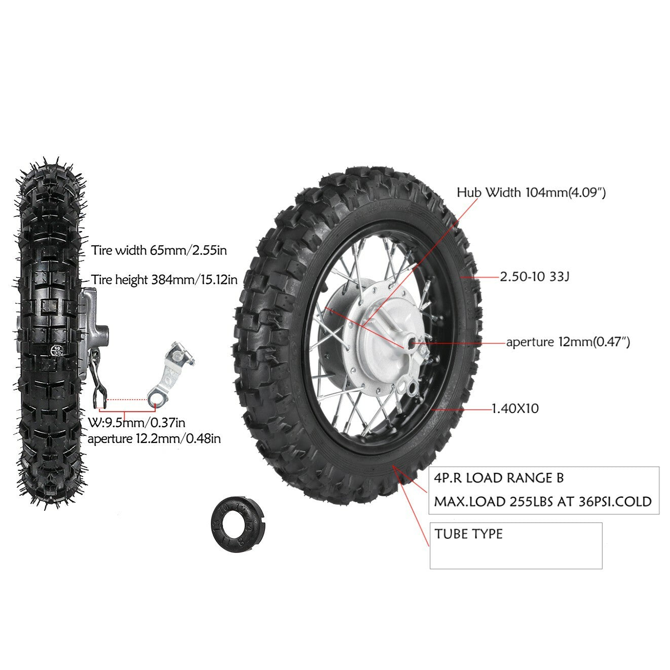 10 Wheel 2.50-10 Tyre + Front Forks Assembly For CRF50 PW50 Dirt Bike 70cc 110