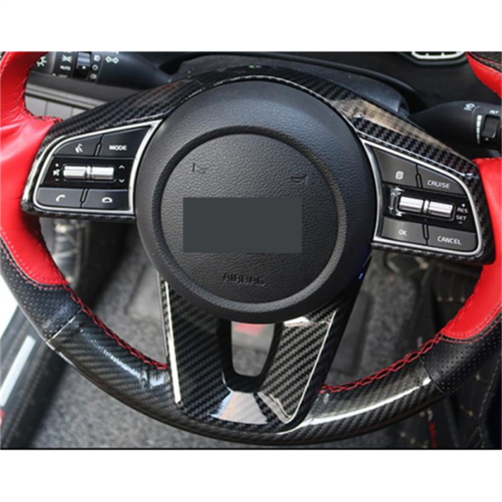 for Kia Seltos 2020-2023 Carbon ABS Steering Wheel Button Frame Cover Trim 2P
