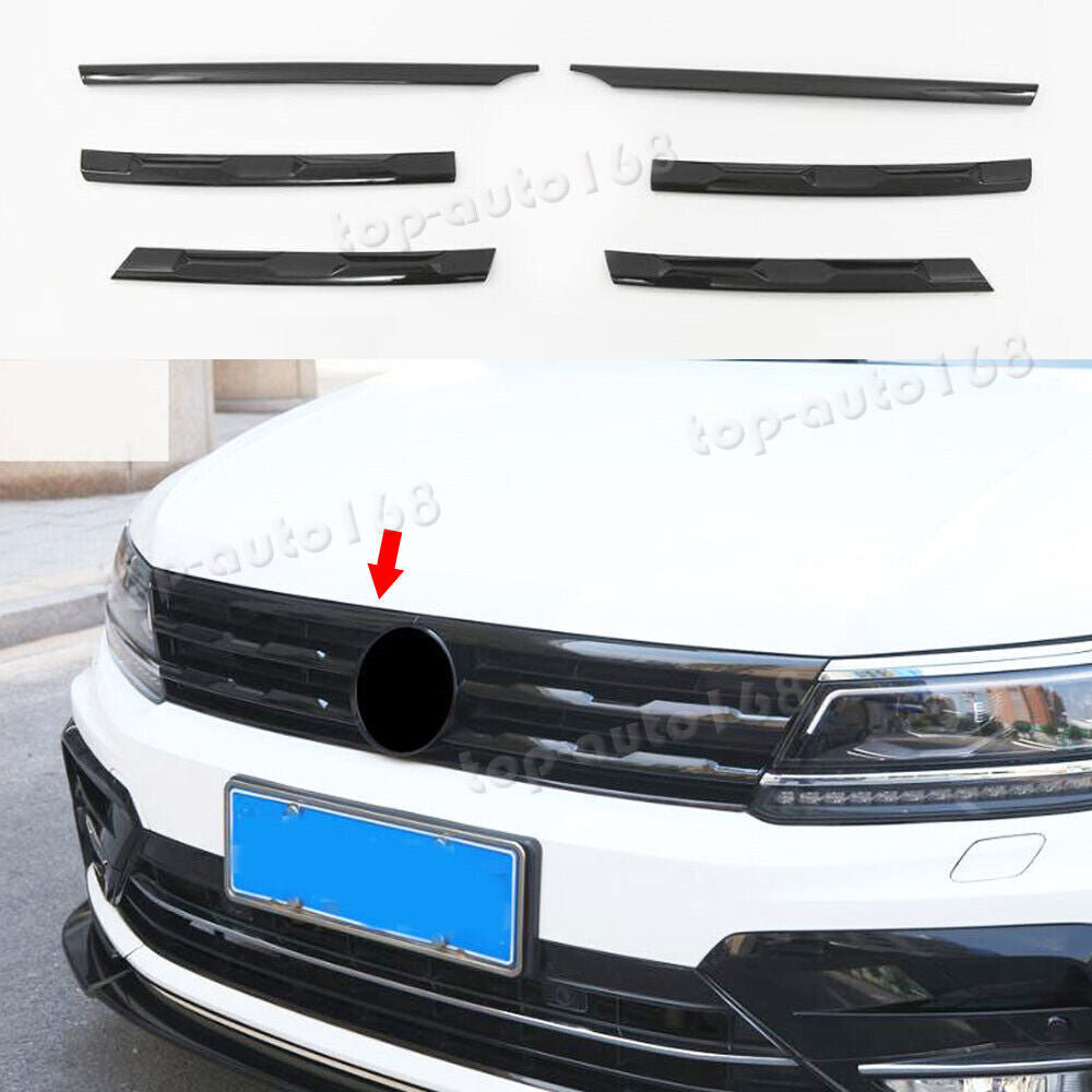 Piano Black Front Center Grille Grill Strip Trim for Volkswagen for Tiguan 2018-2021