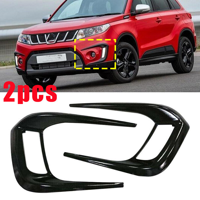 Pair of front fog light covers with BBQ trim ABS trim for Suzuki Vitara 2016 - 2020