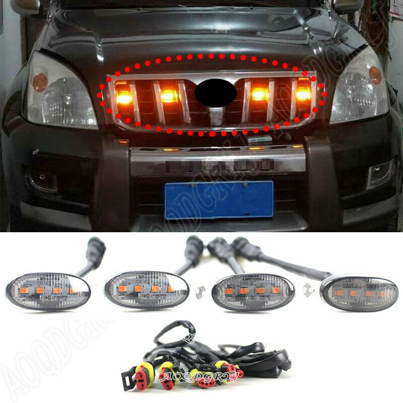 Smoke Black Shell Front Grille LED Light Style for Toyota Prado FJ/LC120