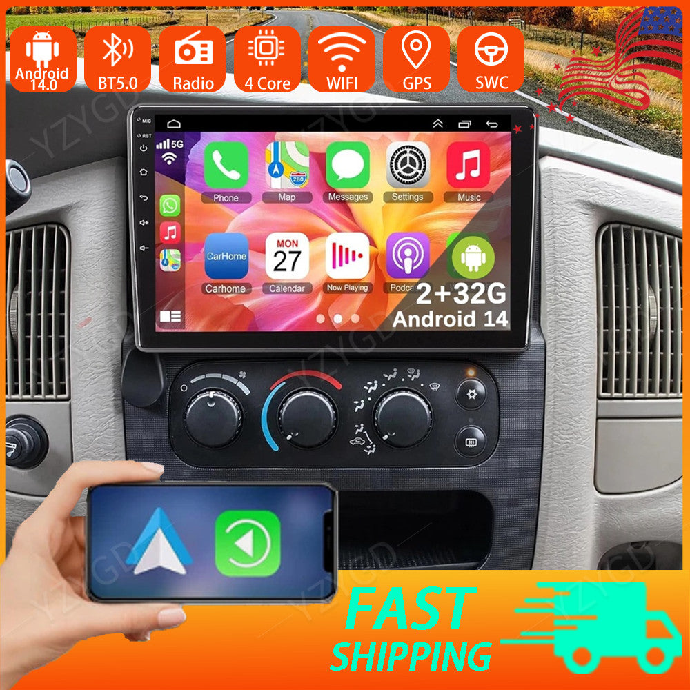 for Dodge for Ram 1500 2500 3500 2002-2005 Car Stereo Radio Android 14.0 CarPlay GPS