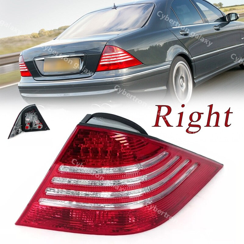 The taillights and rear brake lights are applicable to for Mercedes-Benz W220, S280, and S300 models from 2002 to 2005, on the right side.