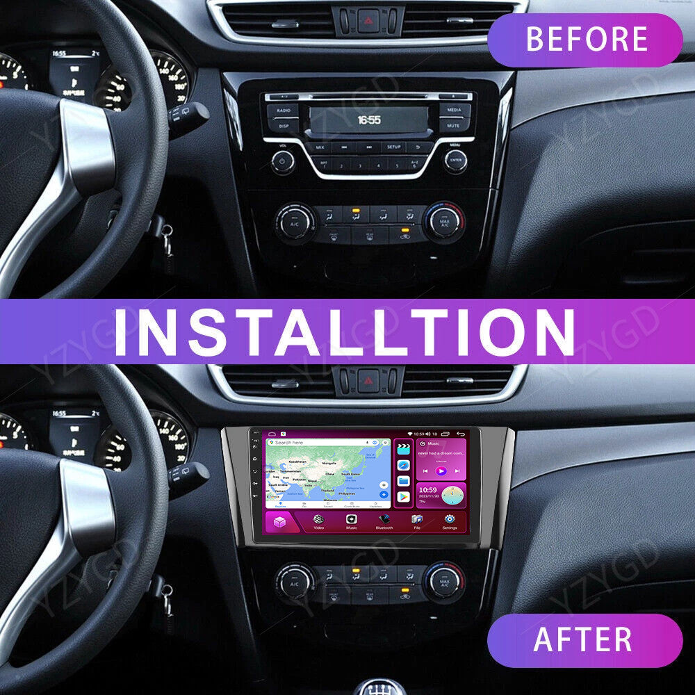 for Nissan Qashqai 2014-2019 Stereo Android 14 Carplay Car Radio GPS Navi Screen