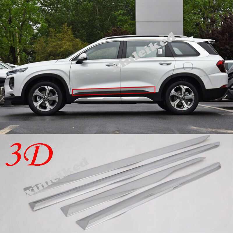 for Hyundai Santa Fe ix45 2019-2021 3D Chrome Side Line Skirt Lower Trim Cover