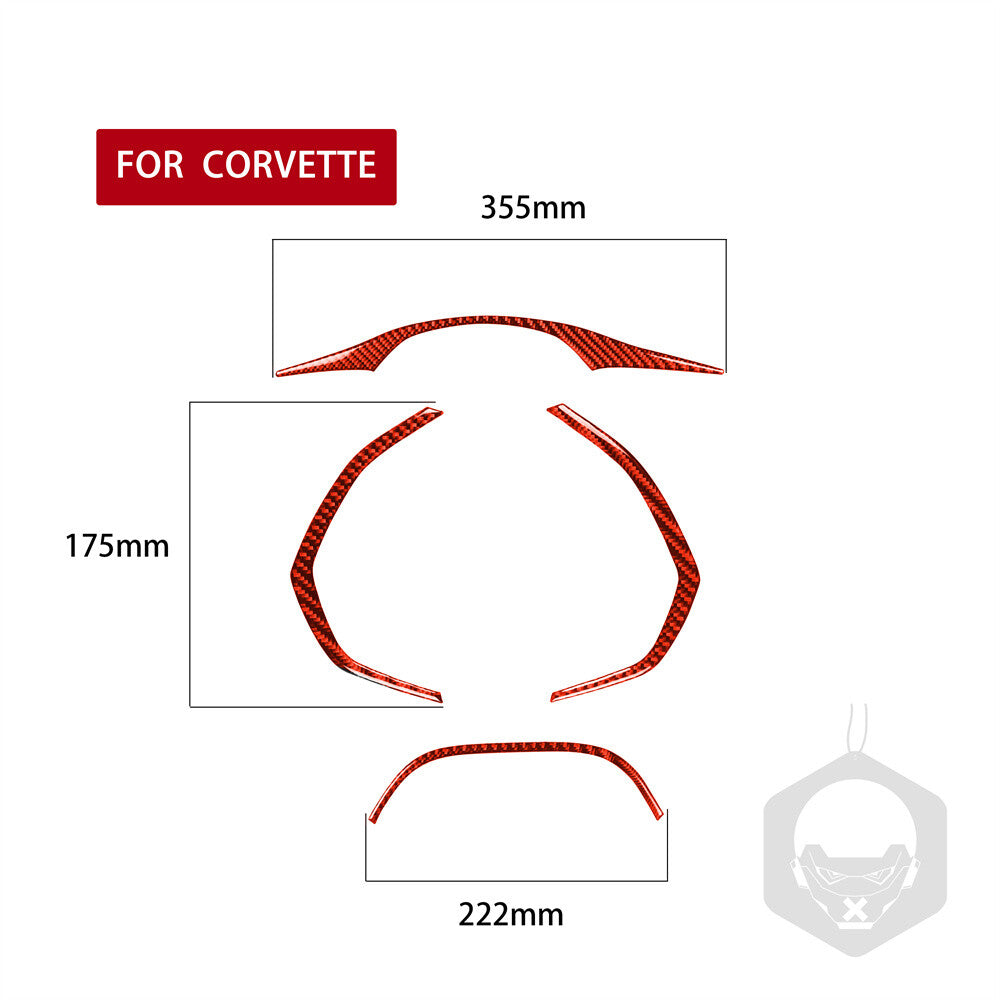 Red Carbon Fiber Dashboard Panel Decorative Trim for Chevrolet for Corvette C7 14-19