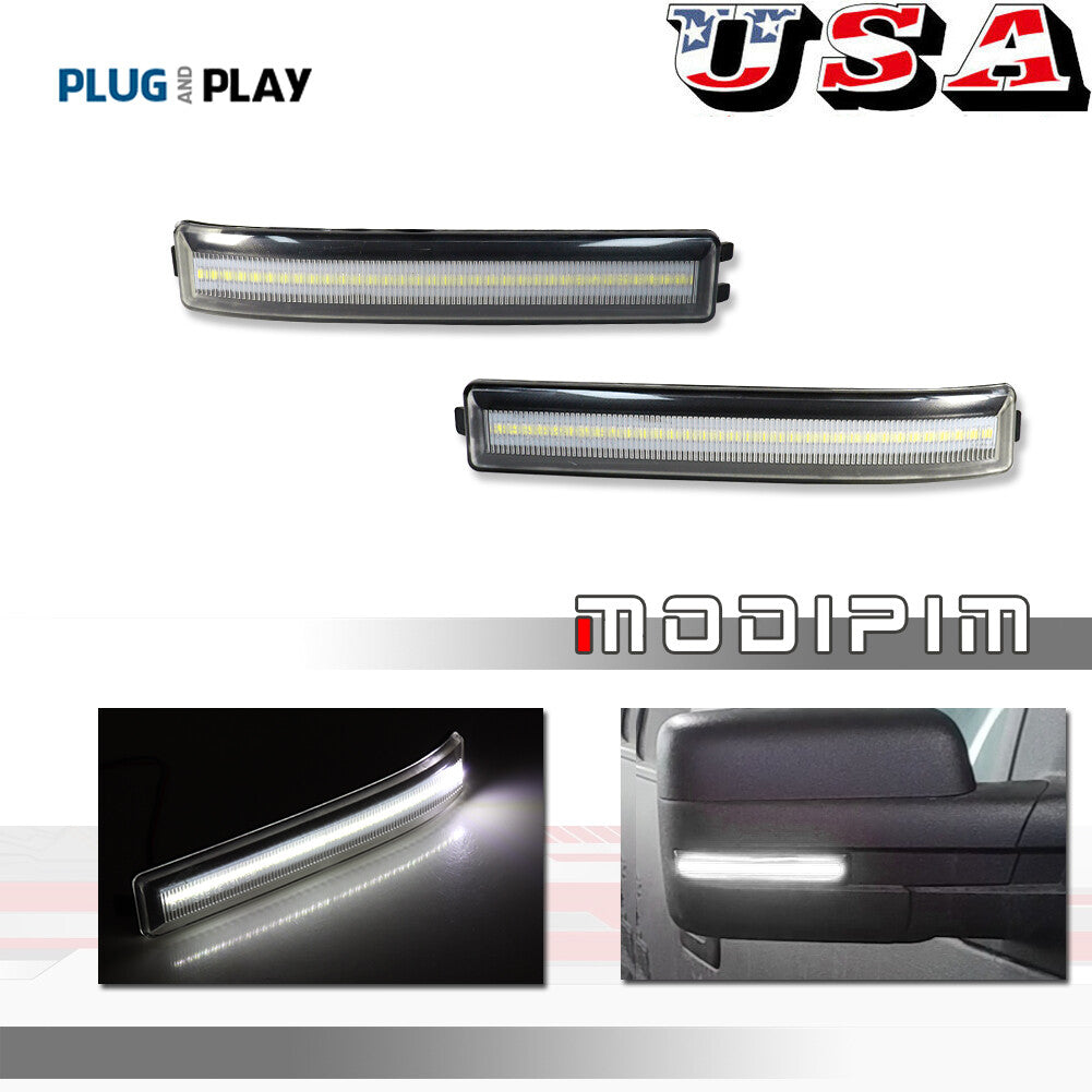 Suitable for 09-14 for Ford F150 clear lens white LED lights/side mirror rotating signal lights