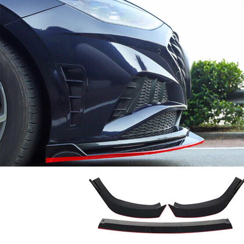 for Hyundai Sonata 2020-2023 Black Red Front Bumper Lip Spoiler Splitter 3PCS