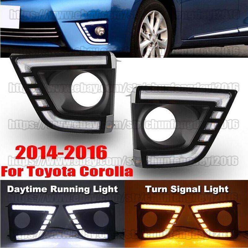 for Toyota for Corolla 2014-16 LED DRL Daytime Running Light Driving Fog Lamp Kit 2x