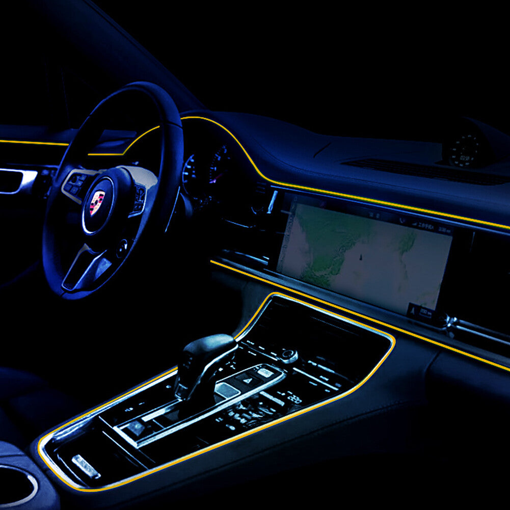 6.5TF Car Interior LED Neon Light Decor Atmosphere El Wire String Lamp Yellow