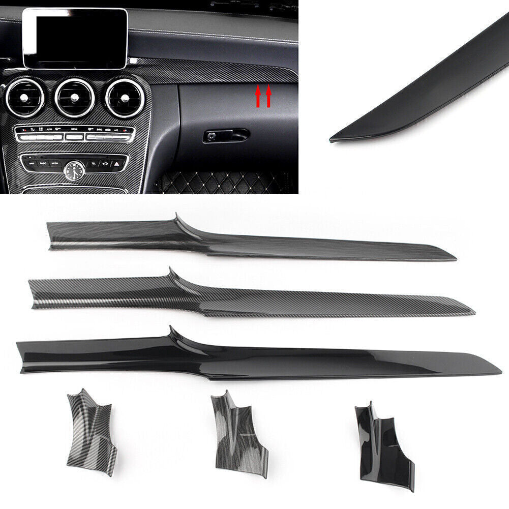 2pcs Inner Console Dashboard Trim ABS Glossy Black Fit for Mercedes-Benz W205 X253