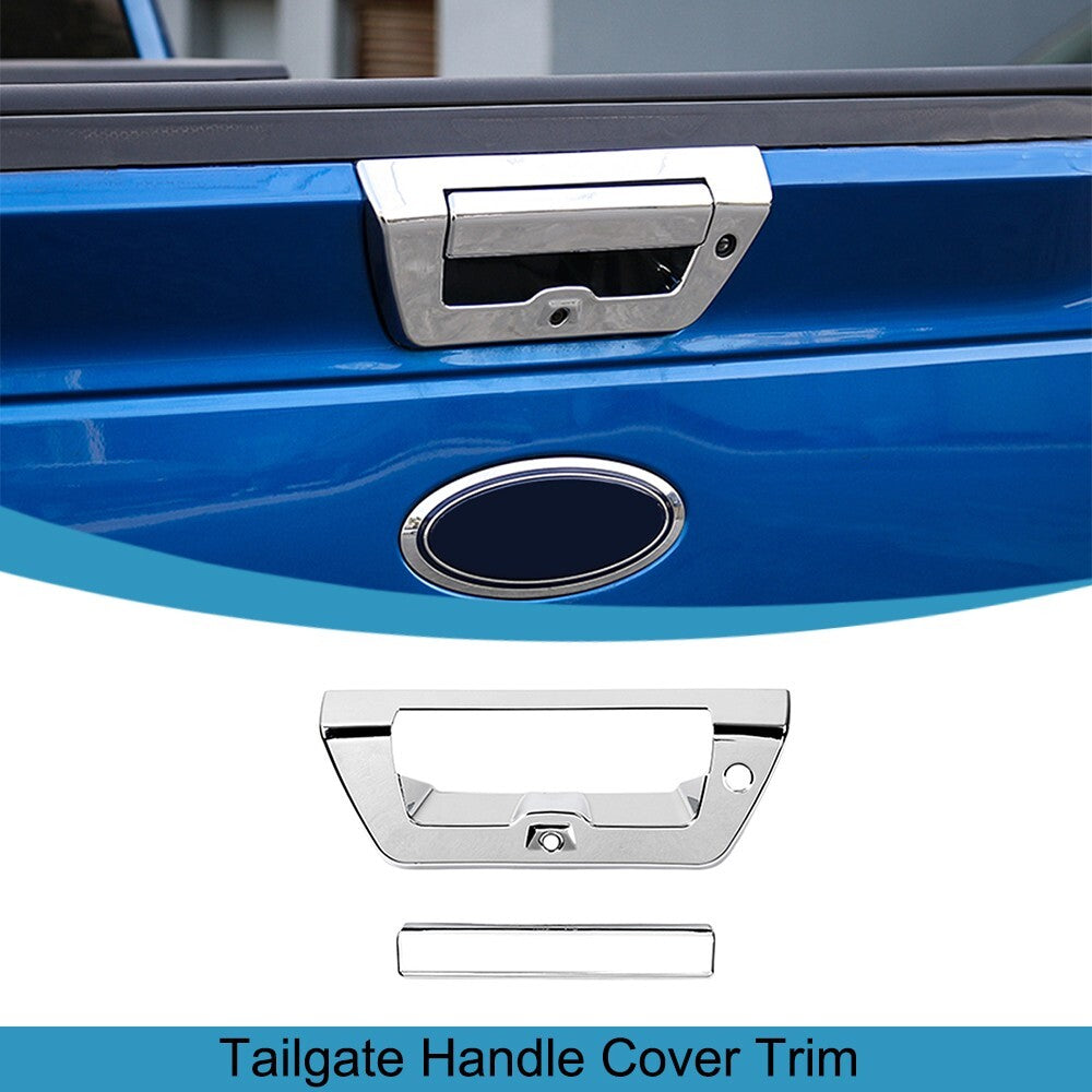2PCS Chrome Tailgate Door Handle Cover Trim Decor Bezel for Ford F150 2015-2020
