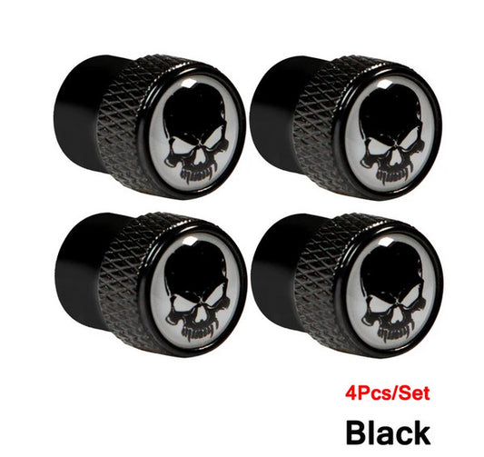 4-piece car tire valve cover rod air dust cover black with red skull for Lexus