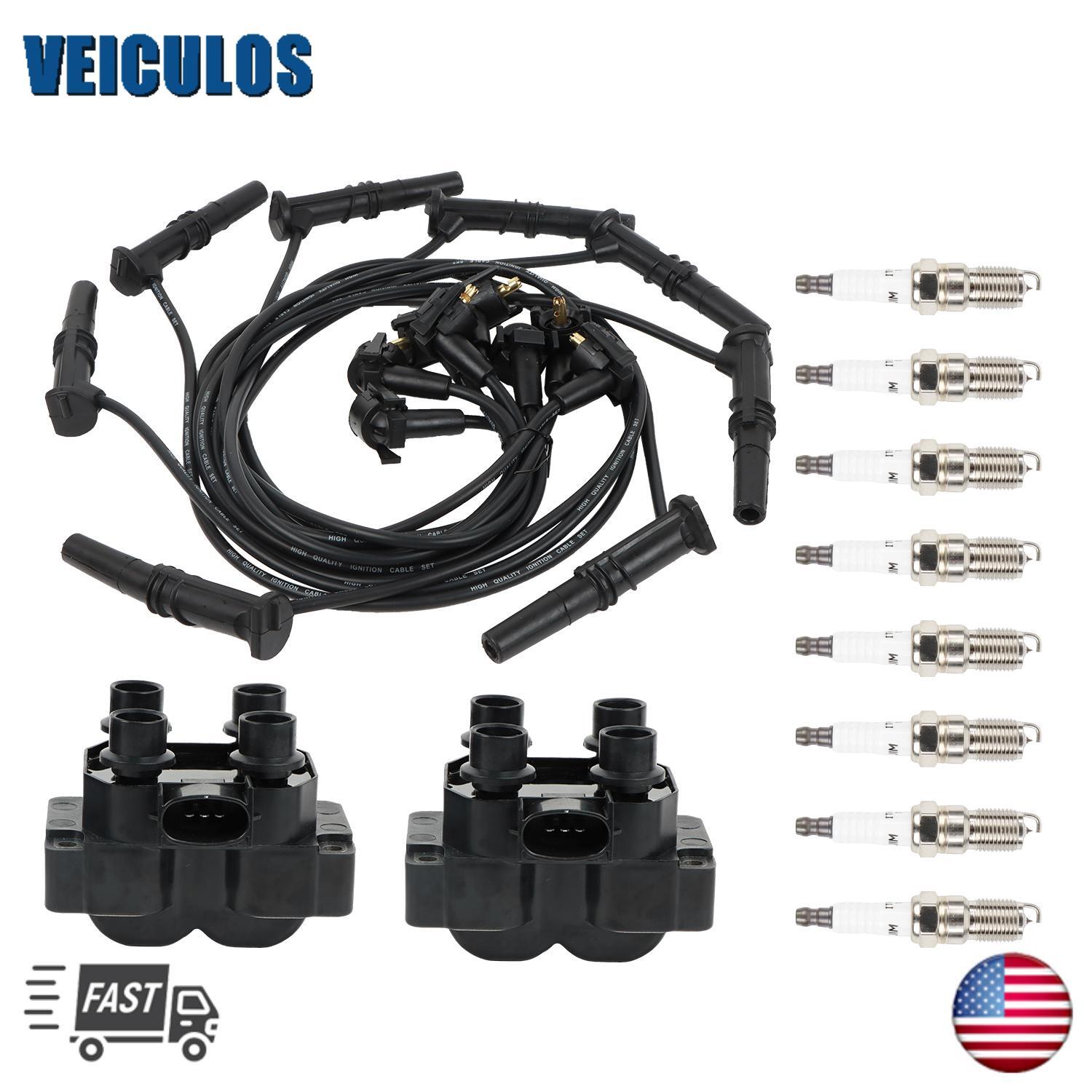 2 Ignition Coils +8 Spark Plugs+8 Wires for Ford F150 F250 for Lincoln for Mercury FD487