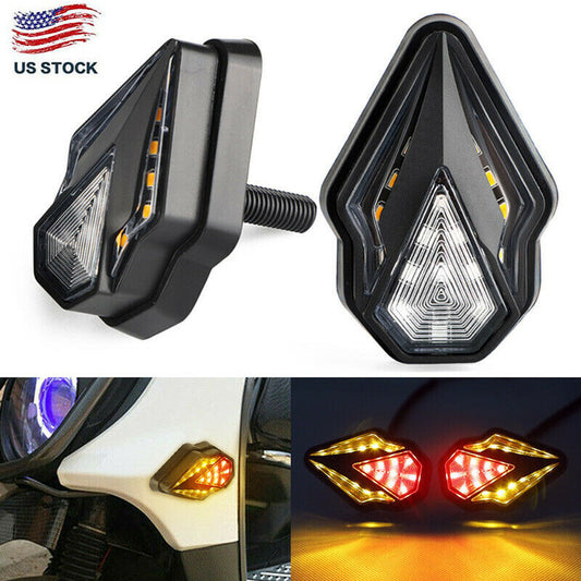 2x Motorcycle Flush Mount Turn Signal Indicator Blinker Red Amber LED Light DRL