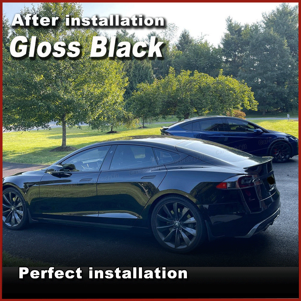 Fit for Tesla for Model S Sedan 2016-20 Gloss Black Rear Bumper Diffuser Spoiler Lip