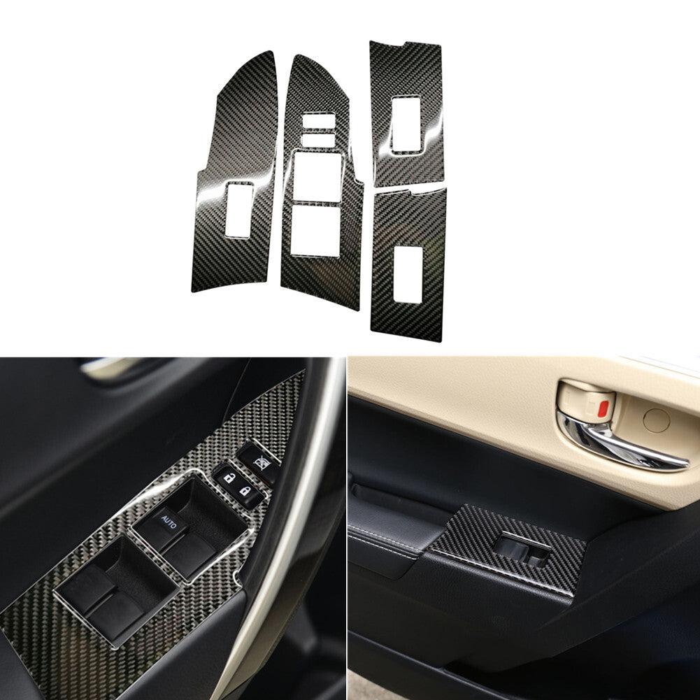 Carbon Fiber Window Control Button Cover Trim for Toyota for Corolla 2014-2018