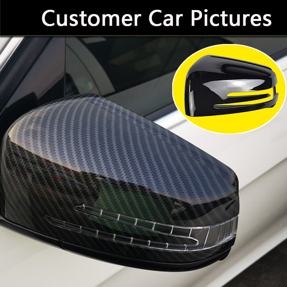 Rearview Side Mirror Cover Caps for Benz W176 W246 W204 W212 Carbon Fiber Look
