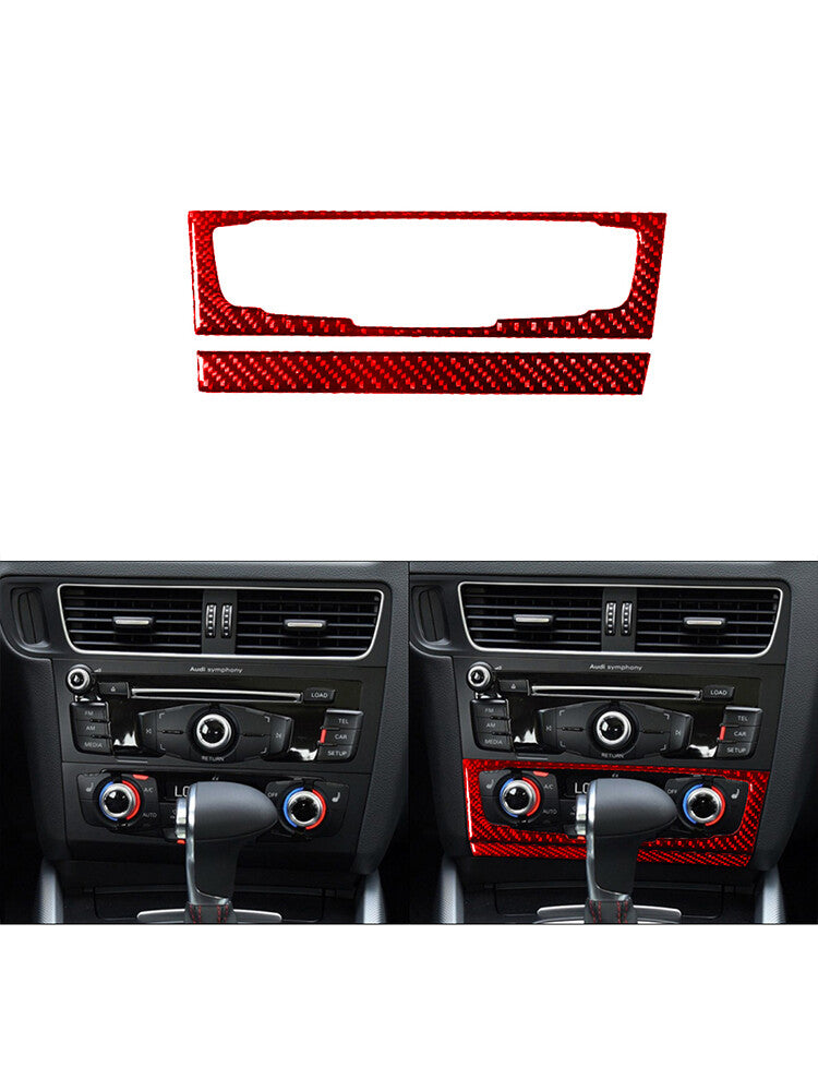 for Audi Q5 2009-2017 Red Air-Con Climate Knob Trim Cover Type-A Carbon Fiber