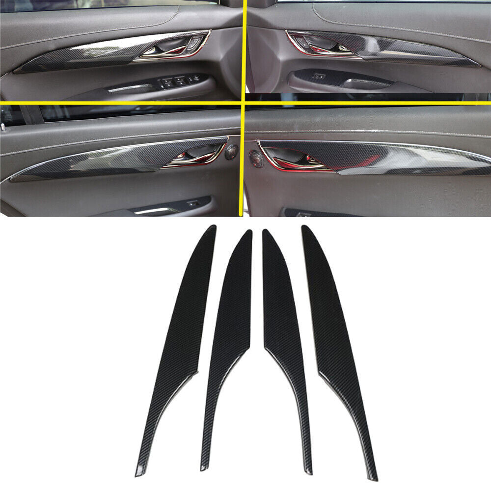 for Cadillac ATSL 2014-17 ABS Carbon Fiber Inner Door Panel Strip Cover Trim 4P