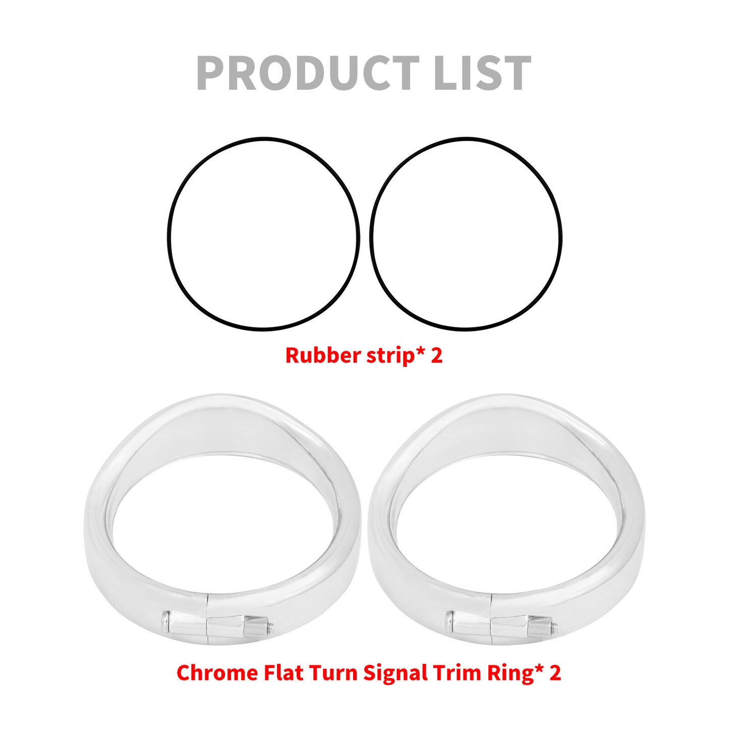 Visor Style Turn Signal Chrome Trim Ring w/ Rubber Ring Fit for Harley Softail