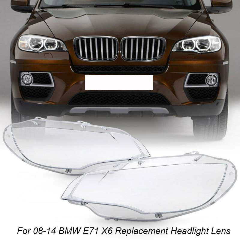 Left and right front headlight lens covers for BMW E71 X6 2008 - 2014