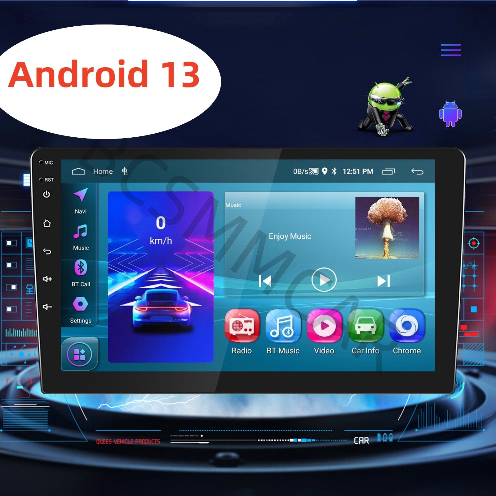 2G+64G 10in Android 13 Car Radio GPS Double 2 Din For Apple CarPlay Android Auto